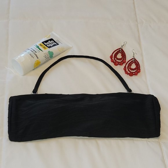 Swim Other - Black textured bandeau bikini top with removable strap. Sz: M